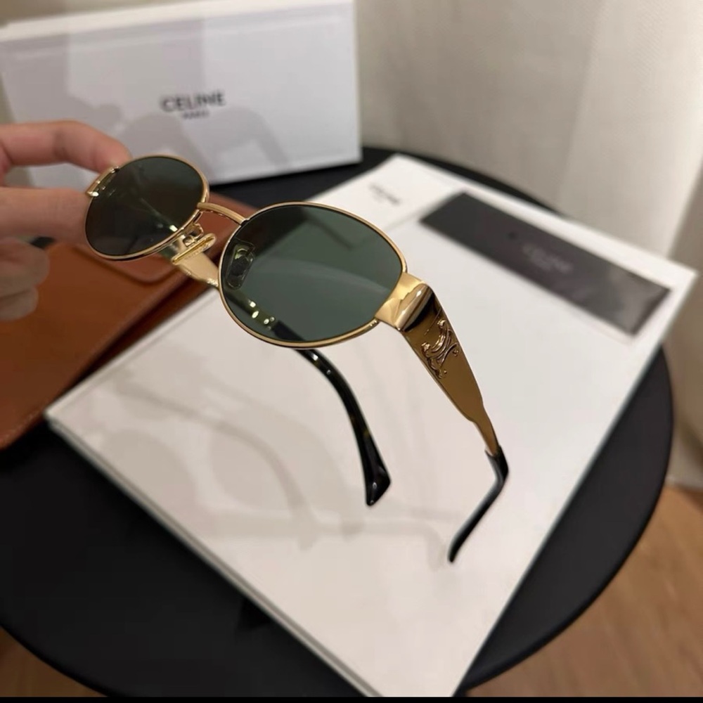 Celine Gold Frame Sunglasses with Black Temples